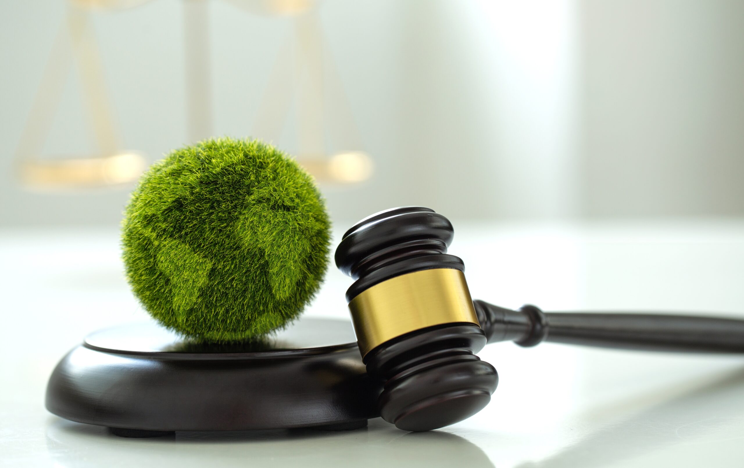 Gavel and earth symbolizing policy change and clean tech challenges